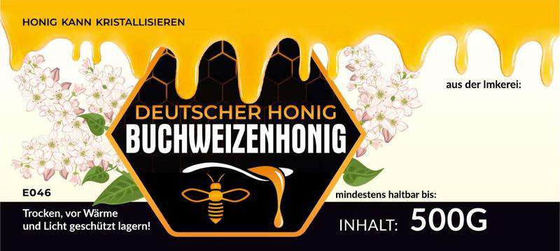Etykiety niemieckojęzyczne na miód gryczany Buchweizenhonig 100 szt