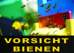 Tablica niemieckojęzyczna ostrzegawcza XL z pszczołami
