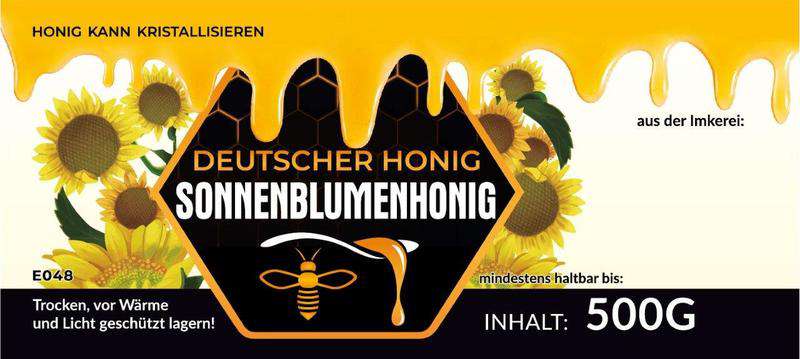 Etykiety niemieckojęzyczne na miód słonecznikowy Sonnenblumenhonig 100 szt