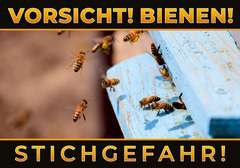 Tablica ostrzegawcza duża niemieckojęzyczna- Pszczoły wylatujące z ula
