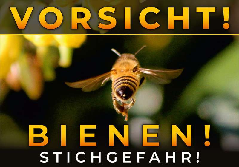 Tablica ostrzegawcza mała niemieckojęzyczna, Pszczoła z tyłu