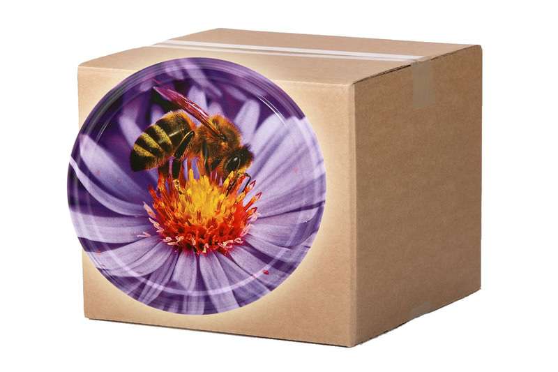 Nakrętka FI82 - pszczoła na fioletowym hiacyncie, karton 750 szt.