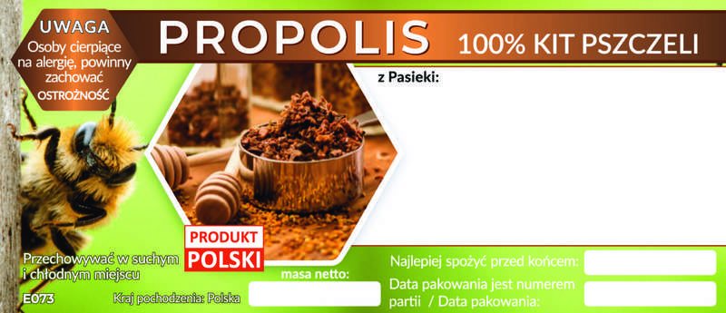 Etykiety na propolis 100 % kit pszczeli - opakowanie 100szt 