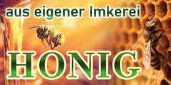 Baner reklamowy niemieckojęzyczny zielony z napisem i pszczołami new 2x1