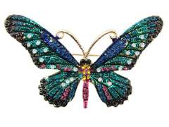 Broszka ozdobna Motyl z cyrkoniami niebieski