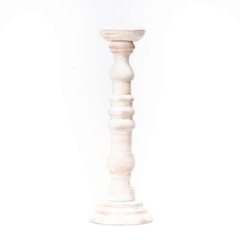 Świecznik drewniany 42cm biały 