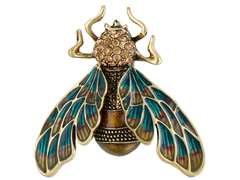 Broszka owad z cyrkoniami i błękitnymi skrzydłami