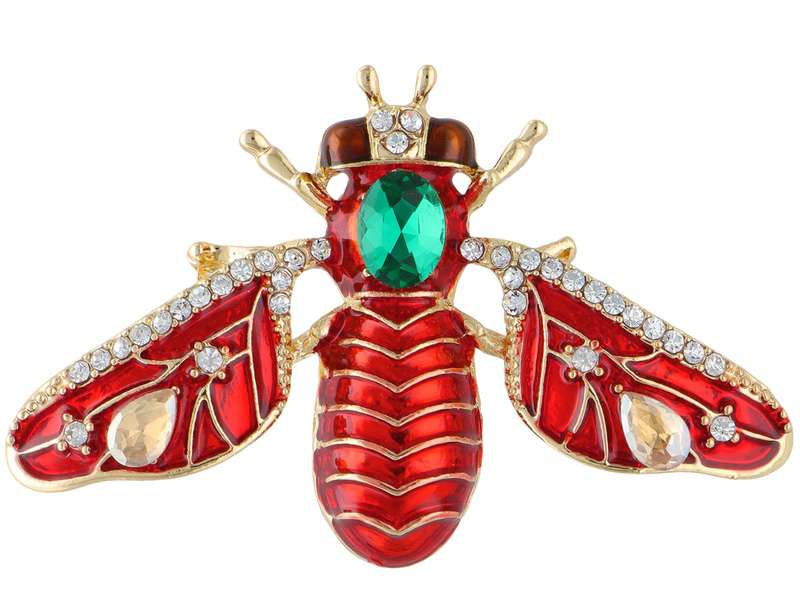 Broszka owad z cyrkoniami czerwone skrzydełka