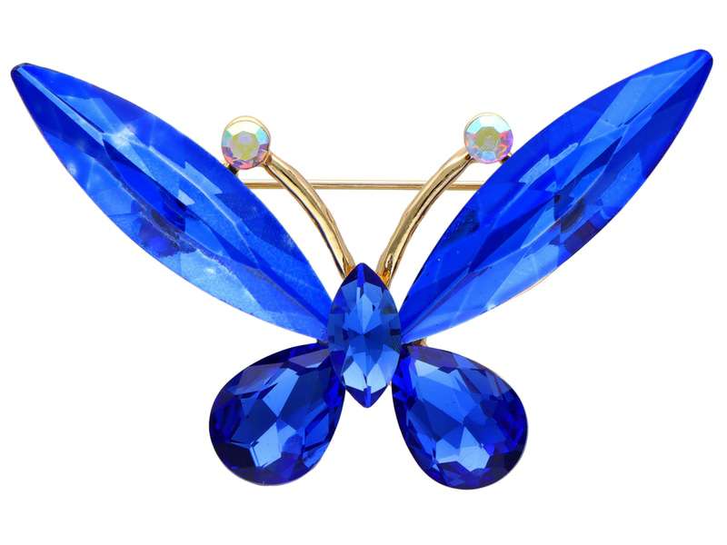 Broszka niebieski motyl, kryształki