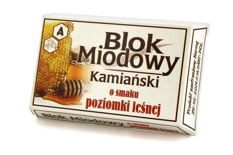 Blok Miodowy Kamiański o smaku poziomki leśnej 100g- wyprzedaż 