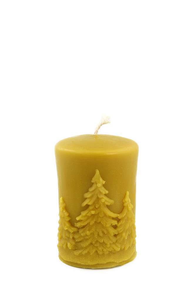 Świeca Walec z choinkami 7,5cm- wyrób własny