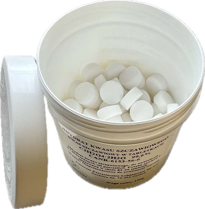 Kwas szczawiowy w tabletkach 100g dihydrat 1szt.=1gram Kwas szczawiowy w tabletkach 100g dihydrat 1szt.=1gram