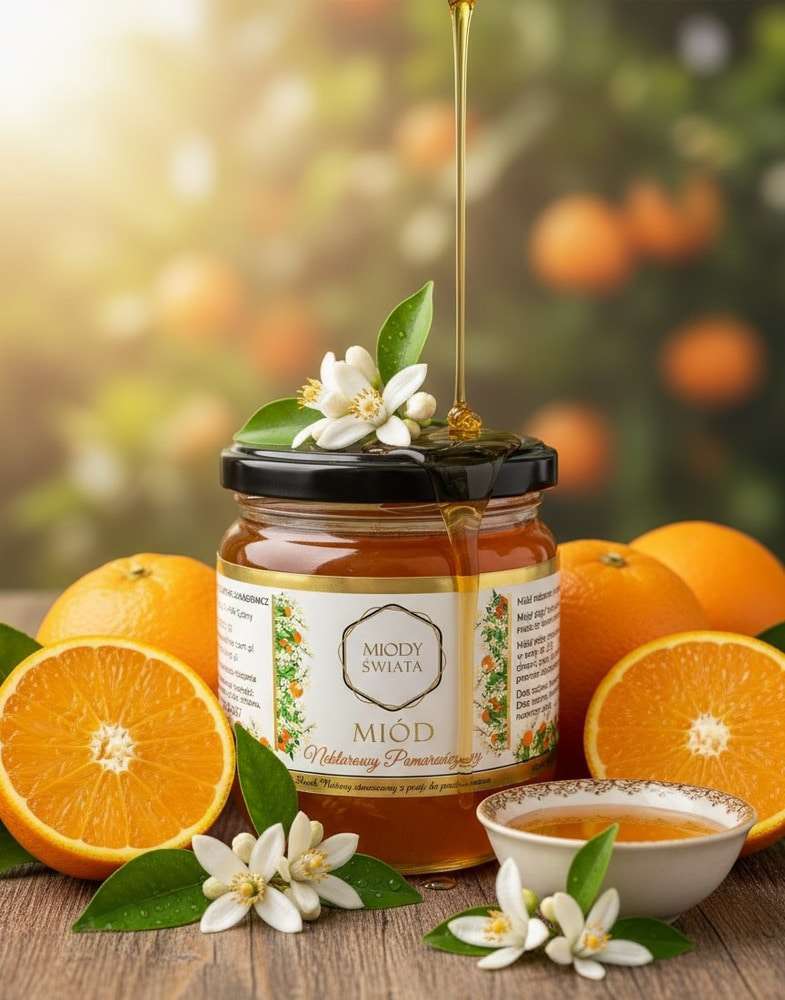 Miód Nektarowy pomarańczowy 250g  Miody Świata Łukasiewicz®