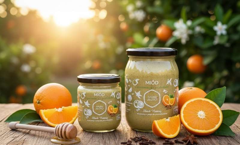 Miód z pomarańczą i goździkiem 500g Pszczele Złoto Łukasiewicz®