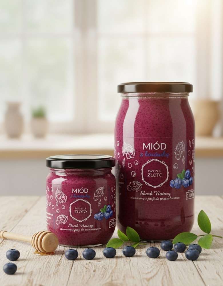 Miód z Borówką 1,05kg Pszczele Złoto Łukasiewicz®