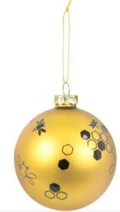 Bombka na Choinkę Złota z Czarnymi Pszczołami (Śr. 8cm) Bombka na Choinkę Złota z Czarnymi Pszczołami (Śr. 8cm)