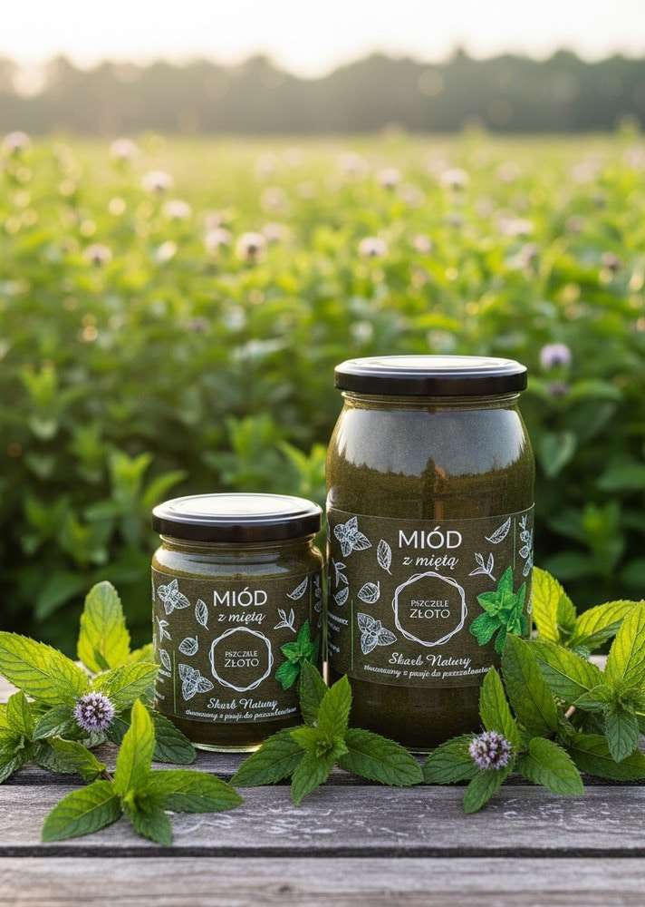 Miód z miętą 1,05 kg Pszczele Złoto Łukasiewicz®