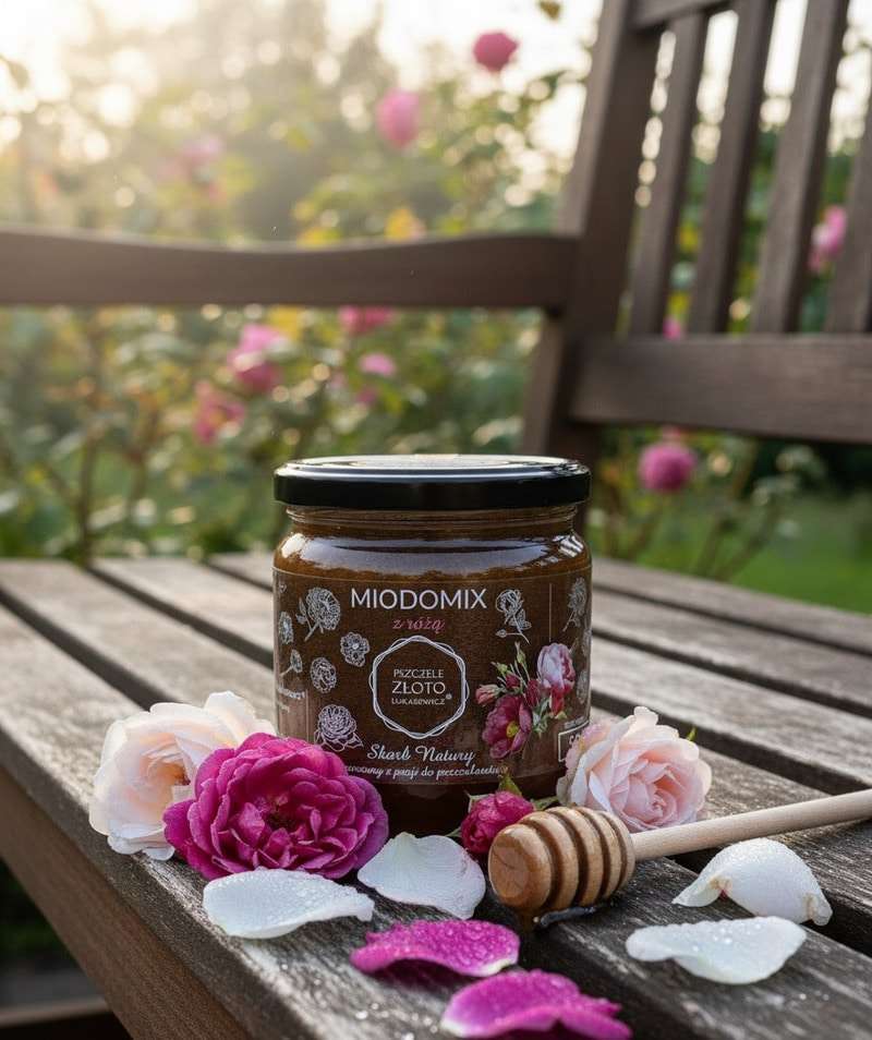 Miód z płatkami róży 500g Pszczele Złoto Łukasiewicz®