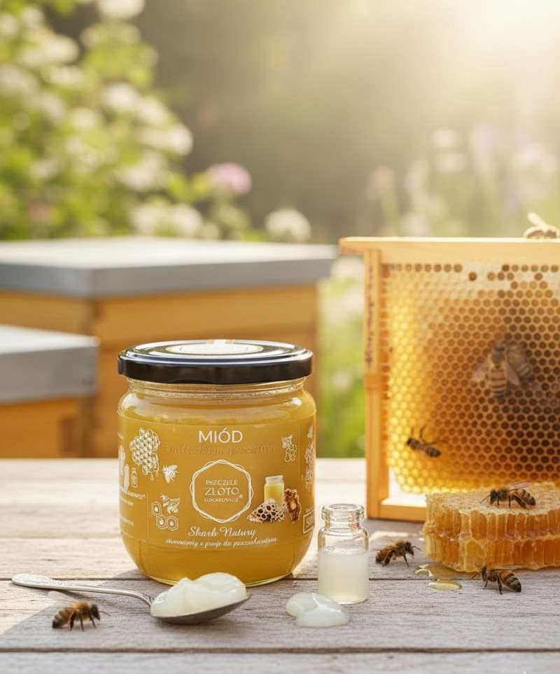 Miód z mleczkiem pszczelim 500g Pszczele Złoto Łukasiewicz®