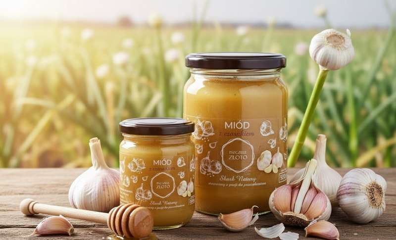 Miód z czosnkiem 1,05kg Pszczele Złoto Łukasiewicz®
