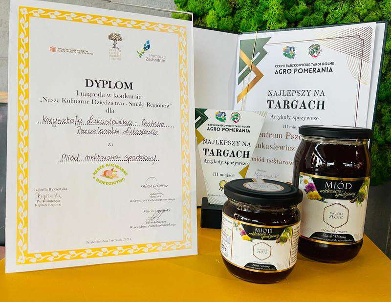 Miód Nektarowo-Spadziowy 250g – Pszczele Złoto Łukasiewicz® | Nagrodzony Mały Słoik (Edycja 2025)