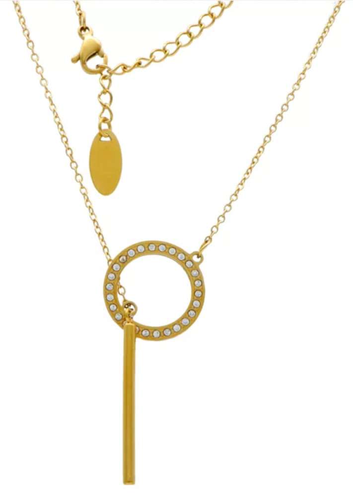 Naszyjnik ze stali chirurgicznej kółko z cyrkoniami 