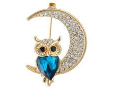 Broszka Sowa na księżycu