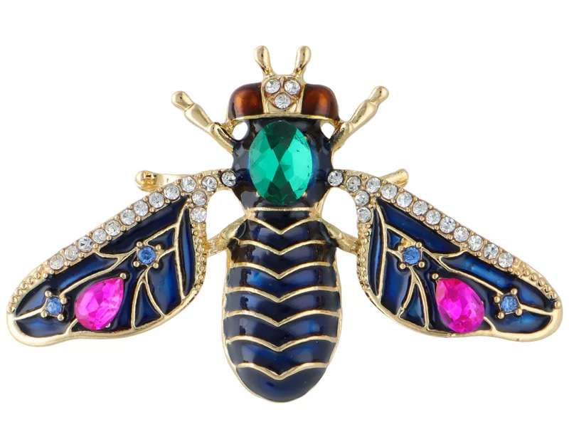 Broszka Owad z różowymi cyrkoniami