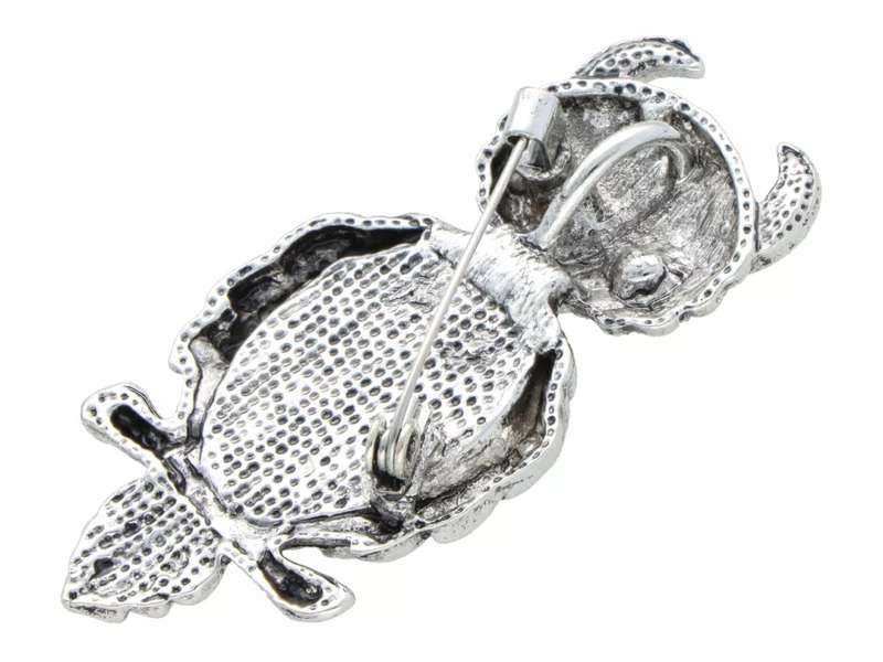 Broszka/wisiorek Sowa z masą perłową i cyrkoniami