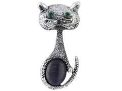 Broszka Kot srebrny