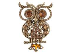 Broszka Sowa brązowa duża 