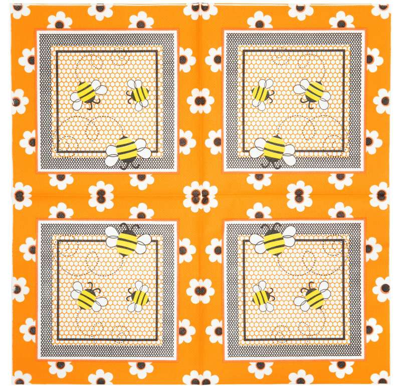 Serwetki Pszczoły & Pomarańczowy kwiat- opakowanie 50szt Serwetki Pszczoły & Pomarańczowy kwiat- opakowanie 50szt