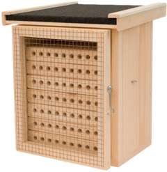 Ulik dla murarki ogrodowej – Drewniany, Wiszący z Otwieranymi Drzwiczkami