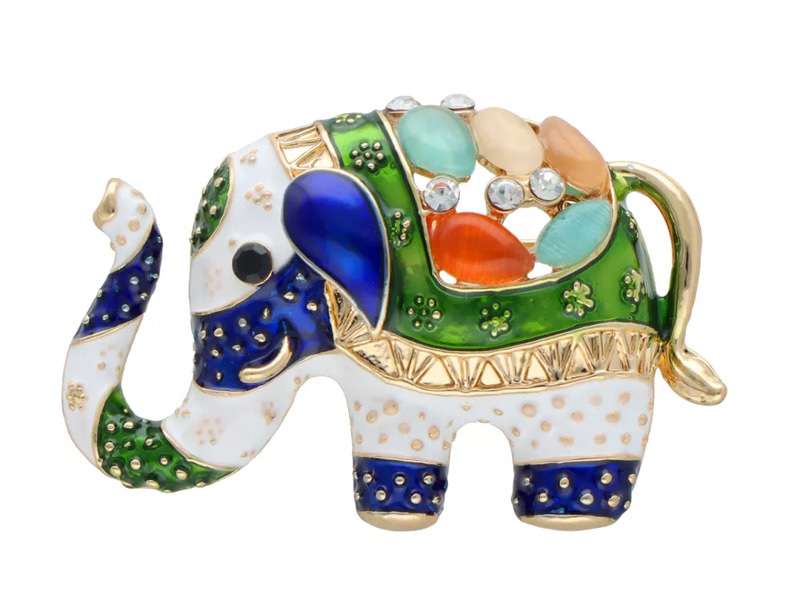 Broszka Słoń z cyrkoniami 