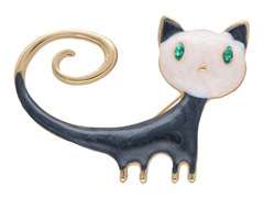 Broszka KOT z zielonymi oczami