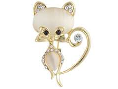 Perłowy kot z cyrkoniami