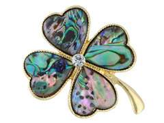 Broszka z masy perłowej Czterolistna Koniczyna 