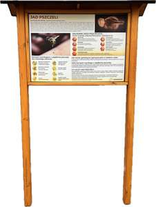 Tablica edukacyjna JAD PSZCZELI w obramowaniu drewnianym z kotwami i daszkiem