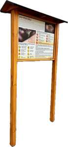 Tablica edukacyjna ROŚLINY MIODODAJNE w oprawie drewnianej z kotwami i daszkiem
