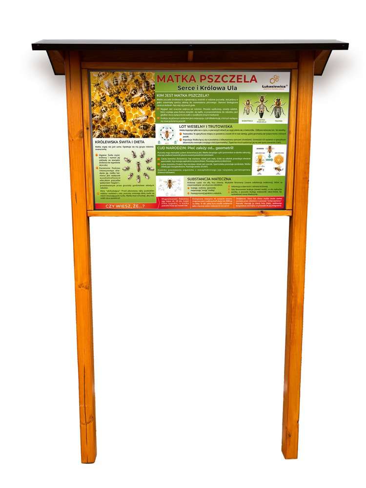 Tablica edukacyjna MATKA PSZCZELA w oprawie drewnianej z kotwami i daszkiem