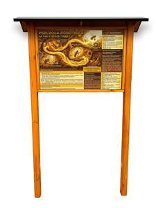 Tablica edukacyjna ROBOTNICA w oprawie drewnianej z kotwami i daszkiem