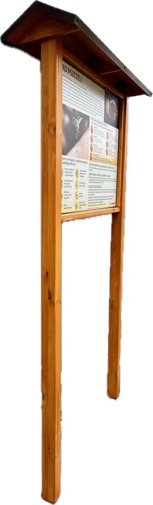 Tablica edukacyjna ROBOTNICA w oprawie drewnianej z kotwami i daszkiem