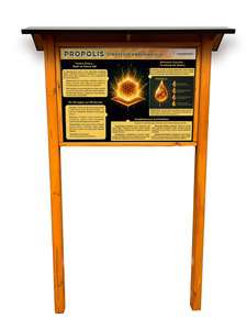 Tablica edukacyjna PROPOLIS w oprawie drewnianej z kotwami i daszkiem