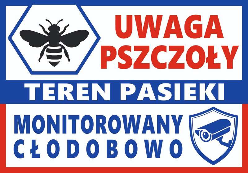Tablica ostrzegawcza duża PASIEKA MONITOROWANA NOWY WZÓR