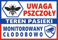 Tablica ostrzegawcza duża PASIEKA MONITOROWANA NOWY WZÓR