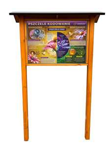 Tablica edukacyjna PSZCZELE KODOWANIE w oprawie drewnianej z kotwami i daszkiem Tablica edukacyjna PSZCZELE KODOWANIE w oprawie drewnianej z kotwami i daszkiem