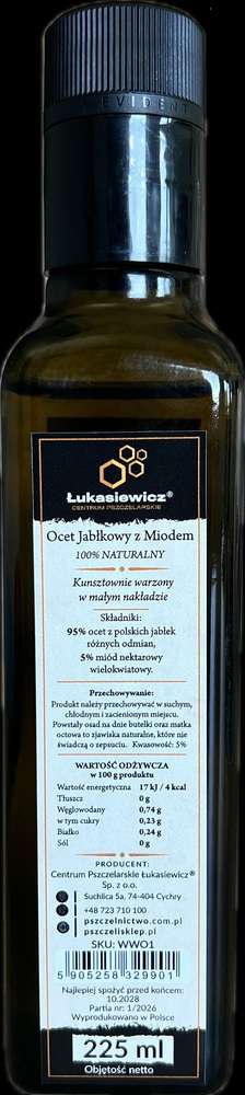 Ocet jabłkowy z miodem-100% naturalny 225ml Ocet jabłkowy z miodem-100% naturalny 225ml