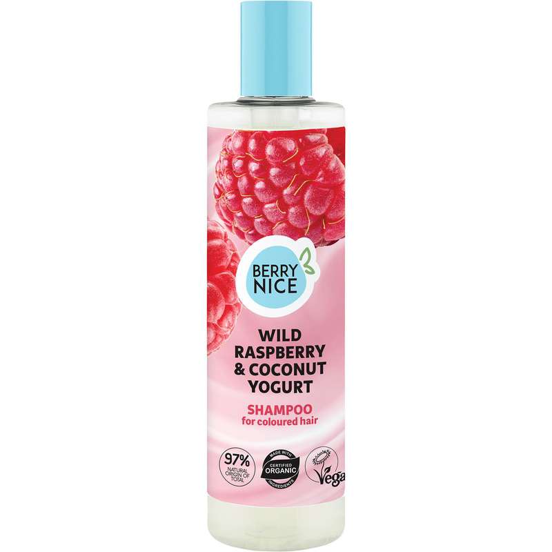 Szampon organiczny do włosów farbowanych dzika malina i kokos 280ml Szampon organiczny do włosów farbowanych dzika malina i kokos 280ml