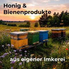 Baner reklamowy niemieckojęzyczny Honig & Bienenprodukte 1x1m Łąka